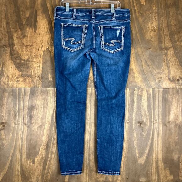 Silver Womens Jeans Blue Denim Mid Rise Suki Skinny Stretch 33x29 - Picture 10 of 12